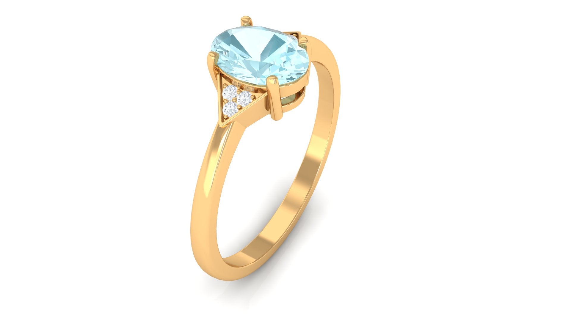 Oval Cut Sky Blue Topaz Solitaire Ring with Diamond Accent Sky Blue Topaz - ( AAA ) - Quality - Rosec Jewels