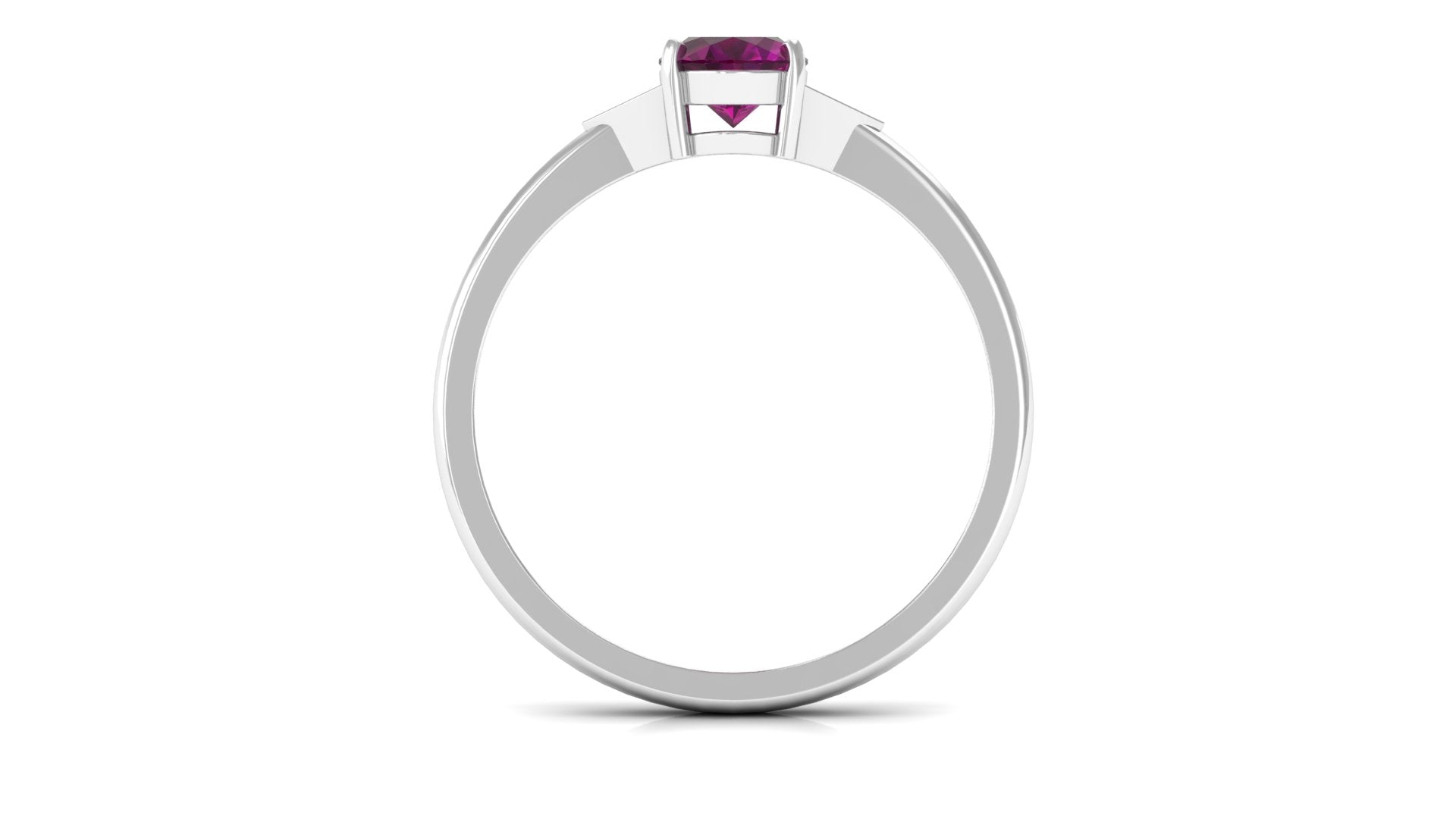 1 CT Oval Rhodolite Solitaire Ring with Diamond Accent Rhodolite - ( AAA ) - Quality - Rosec Jewels