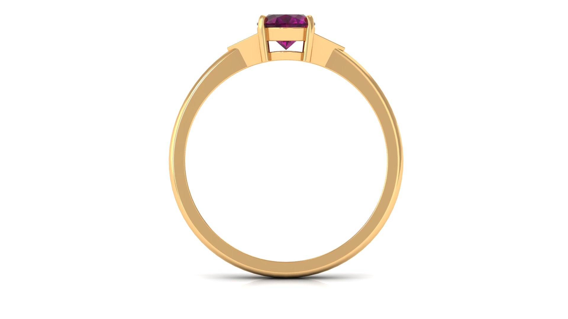 1 CT Oval Rhodolite Solitaire Ring with Diamond Accent Rhodolite - ( AAA ) - Quality - Rosec Jewels