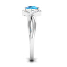 Swiss Blue Topaz and Diamond Designer Promise Ring Swiss Blue Topaz - ( AAA ) - Quality - Rosec Jewels