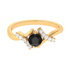 Black Onyx and Diamond Designer Engagement Ring Black Onyx - ( AAA ) - Quality - Rosec Jewels