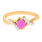 Pink Sapphire and Diamond Designer Promise Ring Pink Sapphire - ( AAA ) - Quality - Rosec Jewels