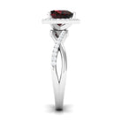 Heart Shape Garnet Crossover Engagement Ring with Diamond Garnet - ( AAA ) - Quality - Rosec Jewels