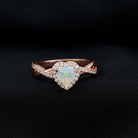 Heart Shape Ethiopian Opal Crossover Engagement Ring with Diamond Ethiopian Opal - ( AAA ) - Quality - Rosec Jewels