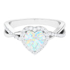 Heart Shape Ethiopian Opal Crossover Engagement Ring with Diamond Ethiopian Opal - ( AAA ) - Quality - Rosec Jewels