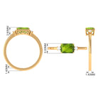Emerald Cut Peridot East West Engagement Ring with Diamond Peridot - ( AAA ) - Quality - Rosec Jewels