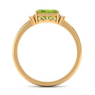 Emerald Cut Peridot East West Engagement Ring with Diamond Peridot - ( AAA ) - Quality - Rosec Jewels