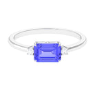 2 CT Emerald Cut Tanzanite East West Engagement Ring with Diamond Tanzanite - ( AAA ) - Quality - Rosec Jewels
