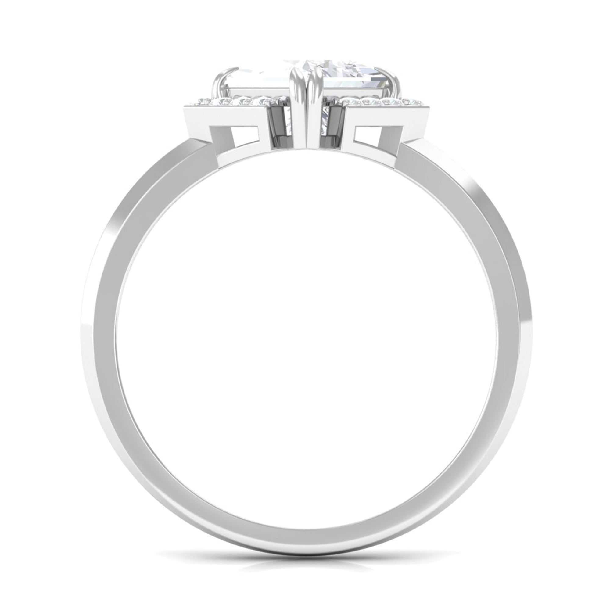 Princess Cut Moissanite Simple Engagement Ring in Gold Moissanite - ( D-VS1 ) - Color and Clarity - Rosec Jewels