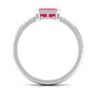 Emerald Cut Ruby East West Engagement Ring with Diamond Ruby - ( AAA ) - Quality - Rosec Jewels