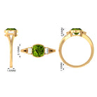 Simple Cushion Cut Peridot Solitaire Engagement Ring with Diamond in Split Shank Peridot - ( AAA ) - Quality - Rosec Jewels