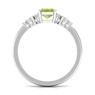 Emerald Cut Peridot and Diamond Solitaire Engagement Ring Peridot - ( AAA ) - Quality - Rosec Jewels