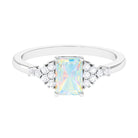 Octagon Cut Ethiopian Opal and Diamond Solitaire Engagement Ring Ethiopian Opal - ( AAA ) - Quality - Rosec Jewels