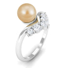 Minimal South Sea Pearl and Diamond Chevron Engagement Ring South Sea Pearl - ( AAA ) - Quality - Rosec Jewels