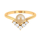 Minimal South Sea Pearl and Diamond Chevron Engagement Ring South Sea Pearl - ( AAA ) - Quality - Rosec Jewels