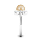 Round South Sea Pearl Solitaire Cuff Ring with Diamond South Sea Pearl - ( AAA ) - Quality - Rosec Jewels