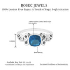 2.75 CT Vintage Style Cushion London Blue Topaz Solitaire Ring in Bezel Setting London Blue Topaz - ( AAA ) - Quality - Rosec Jewels