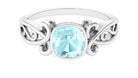 2 CT Vintage Style Cushion Sky Blue Topaz Solitaire Ring in Bezel Setting Sky Blue Topaz - ( AAA ) - Quality - Rosec Jewels