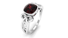 Vintage Style Cushion Garnet Solitaire Ring in Bezel Setting Garnet - ( AAA ) - Quality - Rosec Jewels