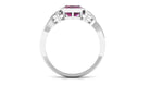 Vintage Style Cushion Cut Rhodolite Solitaire Ring in Bezel Setting Rhodolite - ( AAA ) - Quality - Rosec Jewels