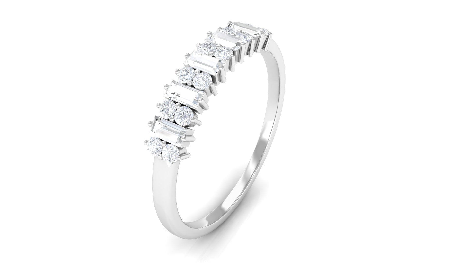 Anniversary Band Ring with Certified Moissanite Moissanite - ( D-VS1 ) - Color and Clarity - Rosec Jewels