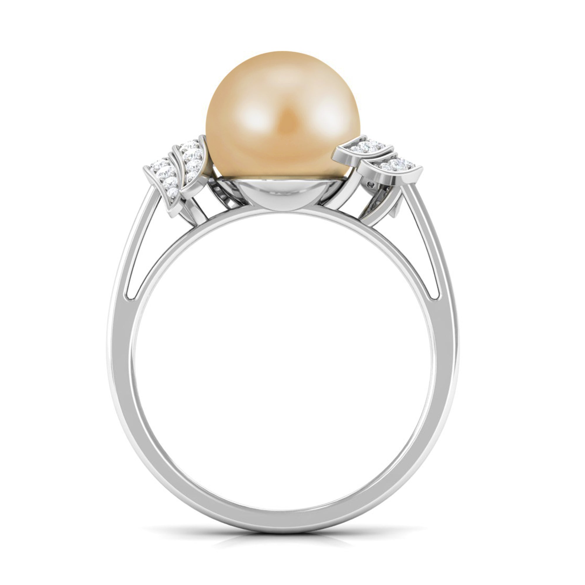 7.75 CT Elegant South Sea Pearl Solitaire Engagement Ring with Diamond South Sea Pearl - ( AAA ) - Quality - Rosec Jewels