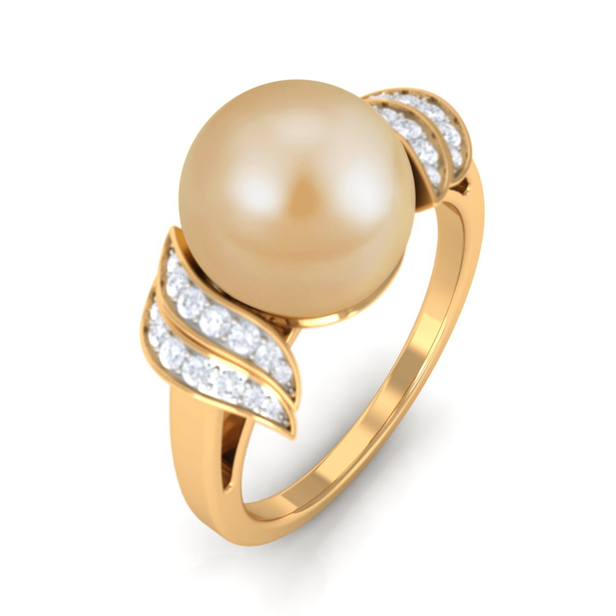 7.75 CT Elegant South Sea Pearl Solitaire Engagement Ring with Diamond South Sea Pearl - ( AAA ) - Quality - Rosec Jewels