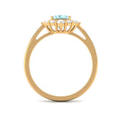 Princess Cut Aquamarine Engagement Ring with Diamond Halo Aquamarine - ( AAA ) - Quality - Rosec Jewels