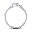 1.75 CT Cushion Tanzanite Solitaire Engagement Ring with Diamond Side Stones Tanzanite - ( AAA ) - Quality - Rosec Jewels