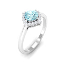 Cushion Cut Aquamarine and Diamond Halo Engagement Ring Aquamarine - ( AAA ) - Quality - Rosec Jewels