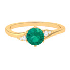 1 CT Round Emerald Solitaire Engagement Ring with Diamond Emerald - ( AAA ) - Quality - Rosec Jewels