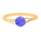 Round Tanzanite Solitaire Engagement Ring with Diamond Tanzanite - ( AAA ) - Quality - Rosec Jewels