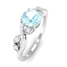 Round Sky Blue Topaz Designer Engagement Ring with Diamond Sky Blue Topaz - ( AAA ) - Quality - Rosec Jewels