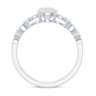6 MM Rose Quartz Double Band Solitaire Engagement Ring with Diamond Rose Quartz - ( AAA ) - Quality - Rosec Jewels