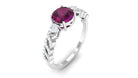 1.25 CT Round Rhodolite Solitaire Engagement Ring with Diamond Accent Rhodolite - ( AAA ) - Quality - Rosec Jewels