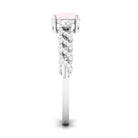 Round Shape Rose Quartz Designer Engagement Ring with Diamond Side Stones Rose Quartz - ( AAA ) - Quality - Rosec Jewels