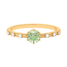 Minimal Green Sapphire Solitaire Ring with Diamond Green Sapphire - ( AAA ) - Quality - Rosec Jewels
