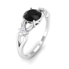 1.25 CT Black Diamond Solitaire Crossover Ring with Diamond Black Diamond - ( AAA ) - Quality - Rosec Jewels