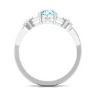 1 CT Pure Aquamarine Floral and Diamond Solitaire Crossover Ring Aquamarine - ( AAA ) - Quality - Rosec Jewels