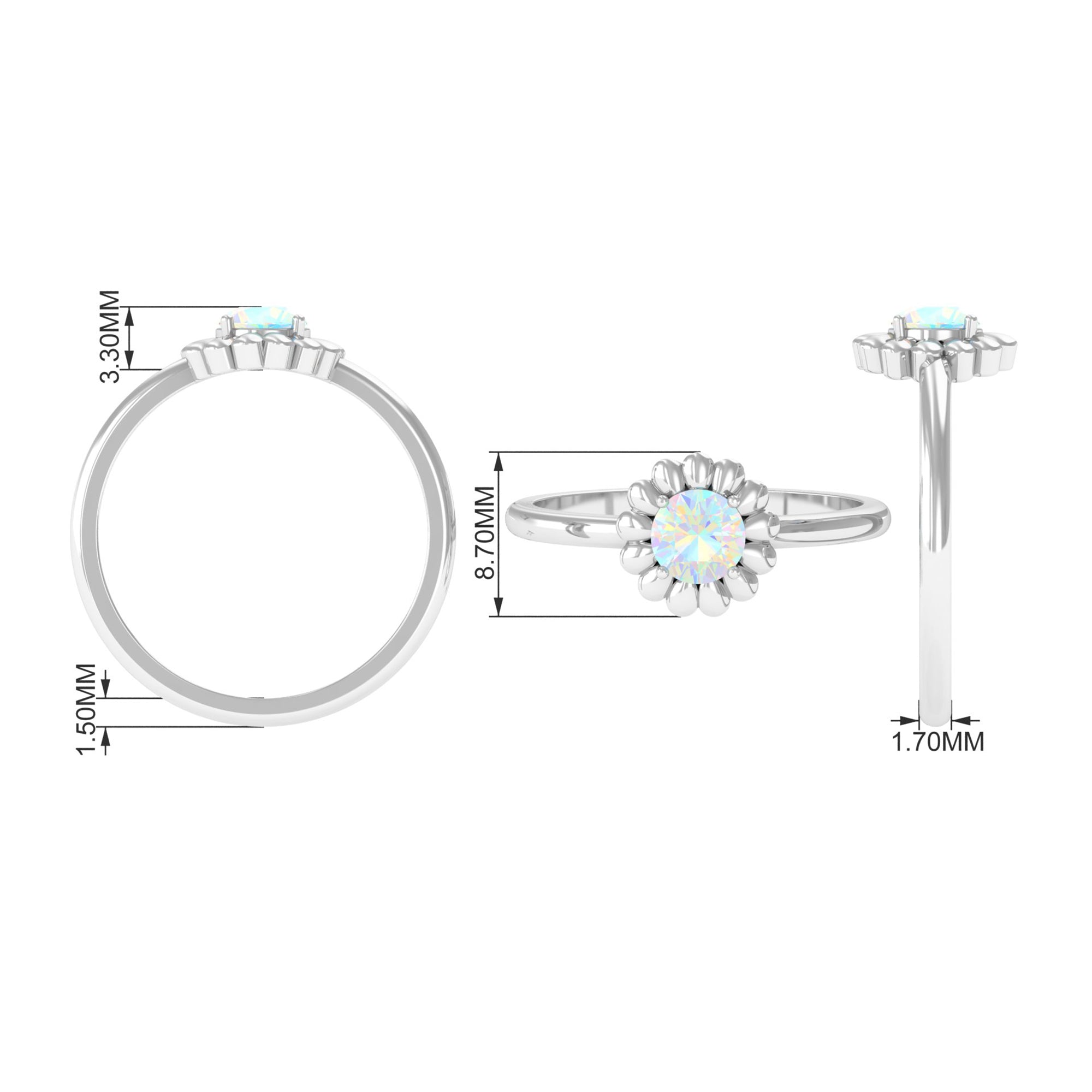 Round Cut Solitaire Ethiopian Opal Flower Ring Ethiopian Opal - ( AAA ) - Quality - Rosec Jewels