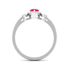 Designer Ruby and Diamond Halo Teardrop Engagement Ring Ruby - ( AAA ) - Quality - Rosec Jewels