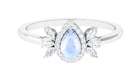 1.25 CT Pear Shape Moonstone Engagement Ring with Diamond Accent Moonstone - ( AAA ) - Quality - Rosec Jewels