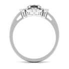 Oval Created Black Diamond and Moissanite Halo Engagement Ring Set Lab Created Black Diamond - ( AAAA ) - Quality - Rosec Jewels