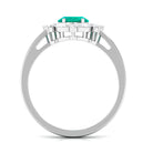 2 CT Oval Emerald Designer Halo Engagement Ring with Moissanite Emerald - ( AAA ) - Quality - Rosec Jewels