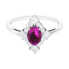 1.75 CT Oval Rhodolite Cocktail Engagement Ring with Diamond Halo Rhodolite - ( AAA ) - Quality - Rosec Jewels