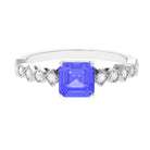 1.5 CT Asscher Cut Tanzanite Solitaire Engagement Ring with Diamond Tanzanite - ( AAA ) - Quality - Rosec Jewels