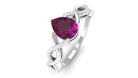 Infinity Shank Pear Cut Rhodolite and Diamond Solitaire Engagement Ring Rhodolite - ( AAA ) - Quality - Rosec Jewels