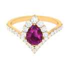 2.75 CT Pear Rhodolite Teardrop Engagement Ring with Moissanite Halo Rhodolite - ( AAA ) - Quality - Rosec Jewels