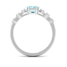 Emerald Cut Aquamarine Solitaire Engagement Ring with Diamond Aquamarine - ( AAA ) - Quality - Rosec Jewels