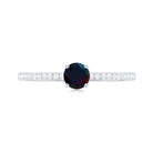 1/2 CT Round Black Opal Solitaire Engagement Ring with Diamond Black Opal - ( AAA ) - Quality - Rosec Jewels